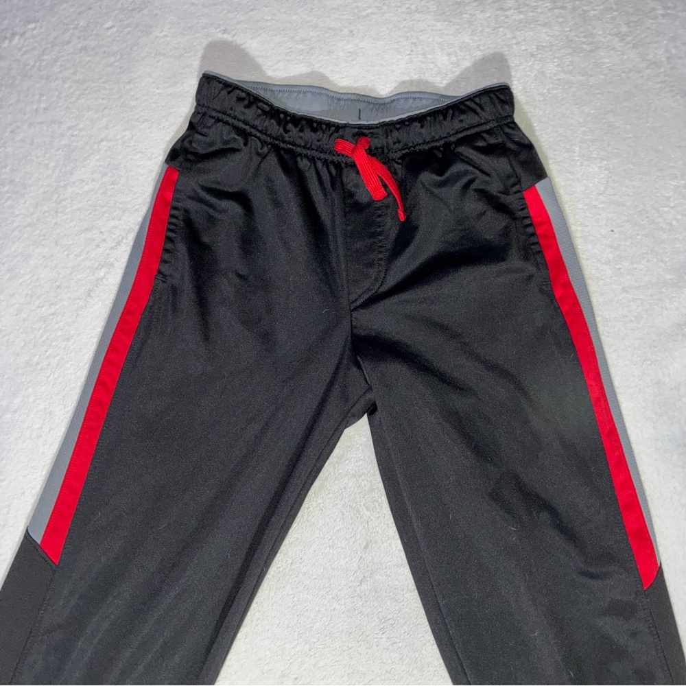 Kids Black Joggers with Red Stripe